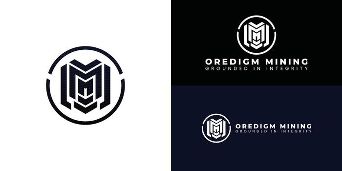 A modern and distinctive logo for a mining company. The logos geometric design and strong circular shape symbolize the precision and integrity, representing a reliable and contemporary brand. vector
