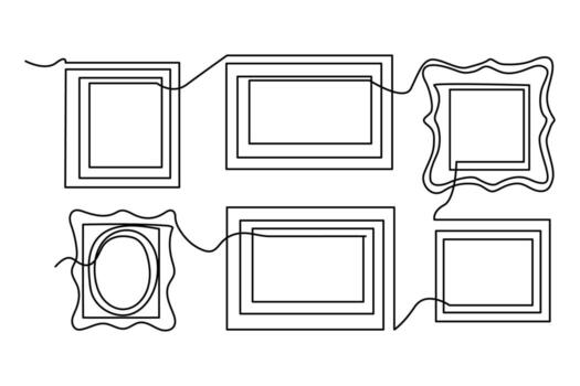 Continuous one line art of Photo frame. Single line drawing illustration of Photo frame polaroid. Doodle line illustration. vector