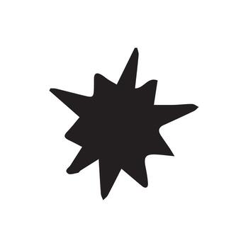 Abstract starburst emblem in sketch style in black and white representing energy burst and graphic accent. hand drawn illustration. Not AI vector