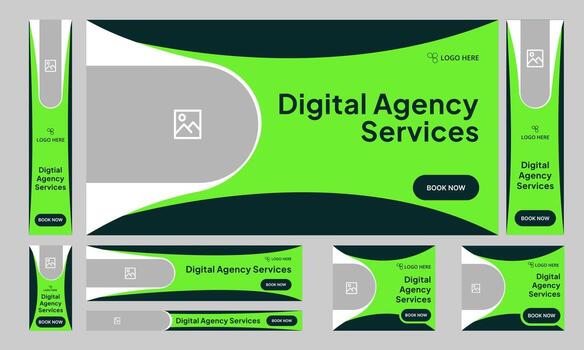 Top web set banner design for social media post, digital marketing agency web set banner design, fully customizable eps 10 file format vector