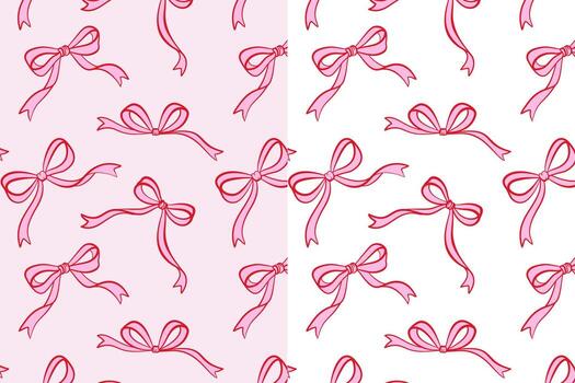 Seamless pattern with pink bows on pastel background, minimal decorative design for textile, packaging, and wrapping. vector