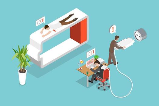 Workspace with relaxing and working individuals vector