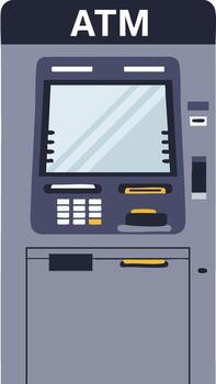 An atm machine with a screen on it vector