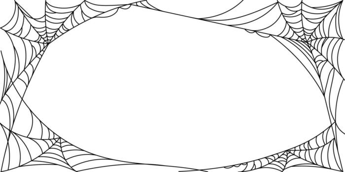 telaraña horizontal bandera ilustración en plano diseño estilo. escalofriante Víspera de Todos los Santos antecedentes con araña web o Rasgado telaraña vector