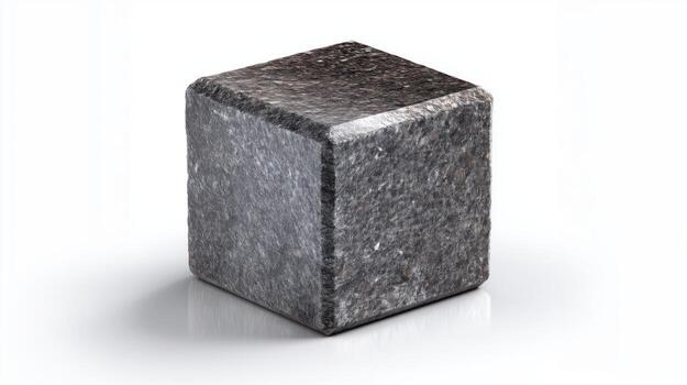 un de cerca de un gris Roca cubo, exhibiendo sus textura y natural superficie. foto