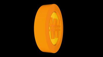 won symbool goud munt animatie alpha achtergrond video