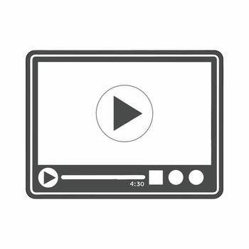 Gray media player with play button player playback controls vector