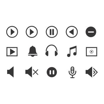Black media player icons play button pause button vector