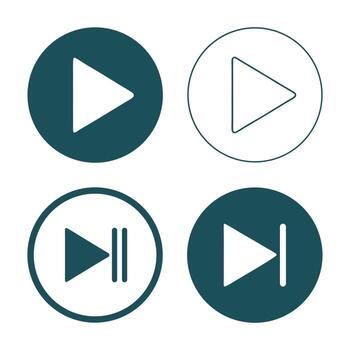 jugar pausa siguiente íconos verde azulado jugar botón pausa botón vector