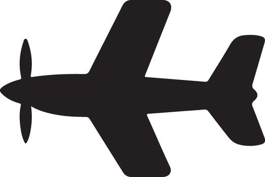 Silhouette Propeller Airplane Top View Icon propeller plane vector