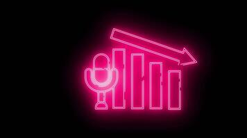 mikrofon ikon och Graf ikon ner med neon effekt video