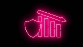 skydda ikon och ner Graf ikon med neon effekt video
