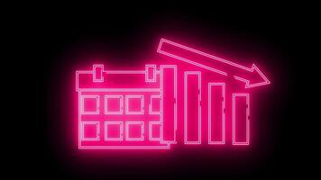 kalender ikon och Graf ikon ner med neon effekt video