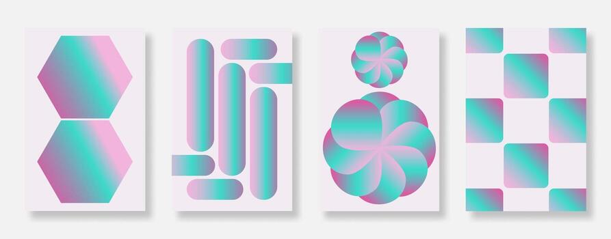 Abstract minimalist gradient poster on white background set. Modern cover template design. Suitable for flyer, banner, brochures, web and ads vector