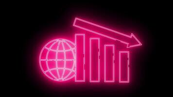 klot ikon och Graf ikon ner med neon effekt video