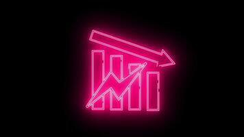 blixt- ikon och ner Graf ikon med neon effekt video
