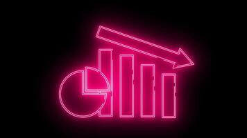 torta gráfico ícone e solta baixa gráfico ícone com néon efeito video