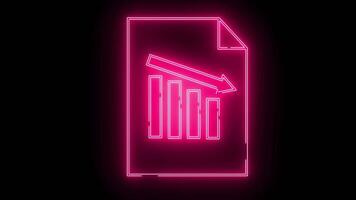 documento papel ícone e gráfico ícone baixa com néon efeito video