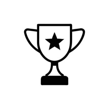 Isolated Black Trophy with Star Symbol on Background Simple Design vector