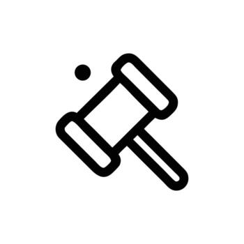 Simple Black Outline Gavel Icon on Transparent Background Stock vector