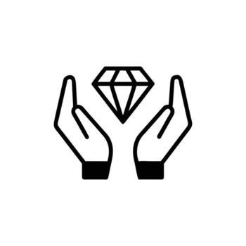 Hands Protecting Diamond Icon Conceptual Symbol on Background vector