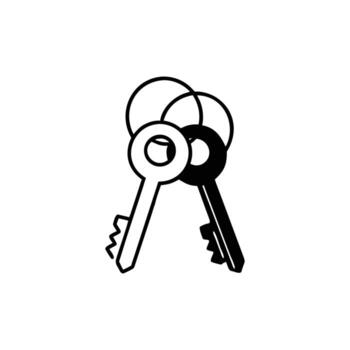 Two Keys Connected with a Ring, Simple Black and White Key vector