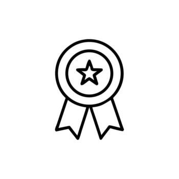Award Badge Icon with Star Shape on Background Simple Line Art vector