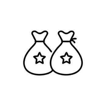 Two Sacks with Star Symbol in Line Art Style on Background vector