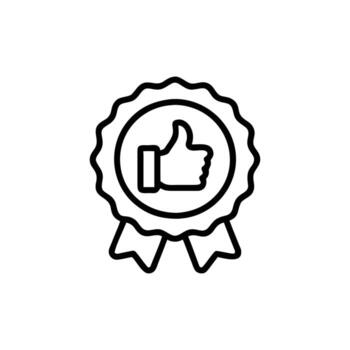 Thumb Up Badge Icon in Black Outline with Background vector