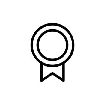 Medal Icon with Ribbon Outline Style Isolated on Background Design vector