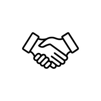 Outline Handshake Icon on Transparent Background, Partnership Symbol, Minimal Design vector