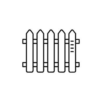 Minimalist Fence Outline Icon Line Art with Transparent Background Design Element vector