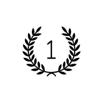 First Place Icon Simple Number 1 in Laurel Wreath Achievement Symbol vector