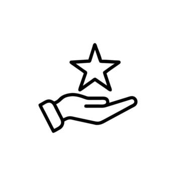 Line art Hand holding Star Icon with background simple minimalist style vector