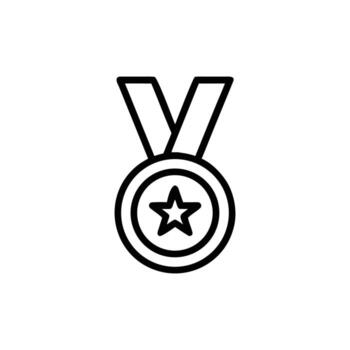 Medal Icon with Star Symbol and Ribbon Outline Style on Background vector