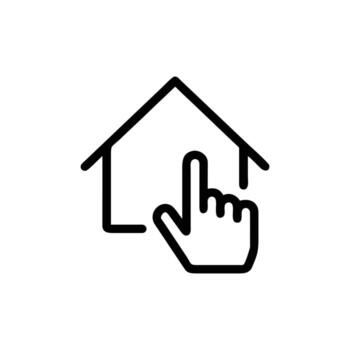 Home with Finger Touch Icon in Outline Style with Transparent Background vector
