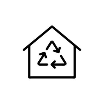 Recycle Sign Inside Home Shape on Transparent Background Outline Style Design vector