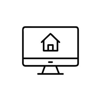 Monitor Showing Home Icon Flat on Transparent Background vector