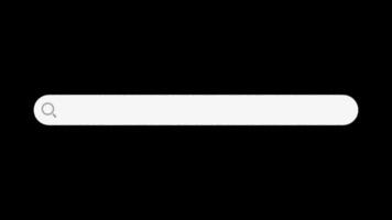 text bar animering visas med Sök ikon på transparent bakgrund video