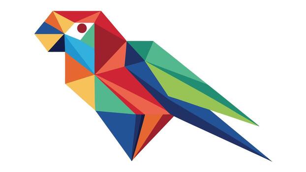 A colorful parrot is shown in a geometric pattern vector