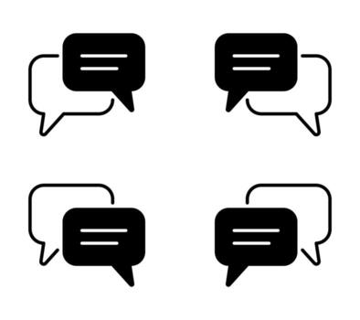 Chat message icon set. Communication bubble symbols in simple flat and outline style. Speech balloon signs for conversation, texting, dialogue, social media, chat app design vector