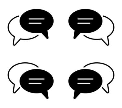 Chat bubble icon set. Round speech balloon symbols in flat and outline style. Conversation, message, talk and communication icons for mobile app, web, interface, social media vector