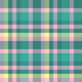 sutil textil fondo, malla tela tartán textura. continuidad tartán sin costura cheque modelo en verde azulado y ligero colores. vector