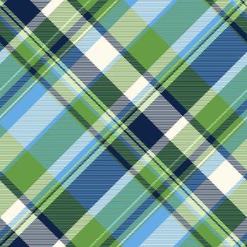 Various pattern check fabric, tone seamless texture . Fuzzy background textile tartan plaid in green and cyan colors. vector