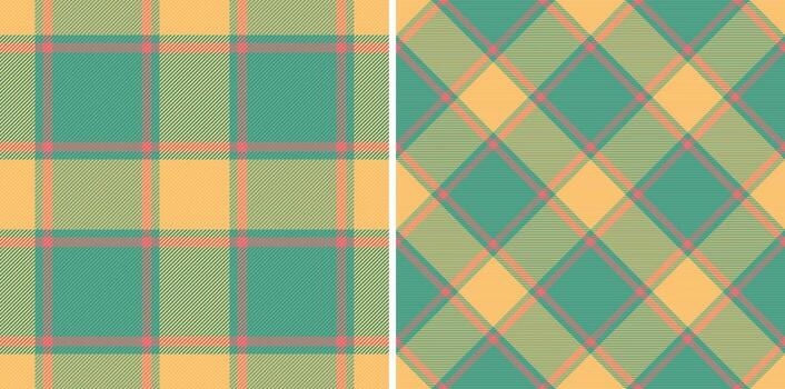 Seamless textile plaid of tartan background with a check fabric texture pattern. Set in rainbow colors for luxury bedding sets. vector