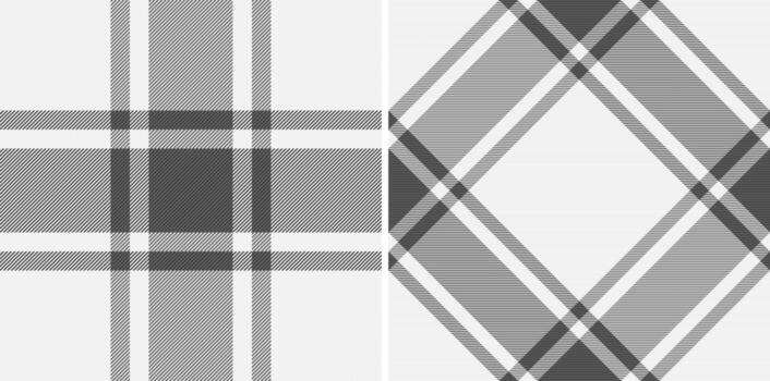 Seamless check tartan of texture fabric pattern with a plaid textile background . Set in monochrome colors for graphic design detailed editable swatch. vector