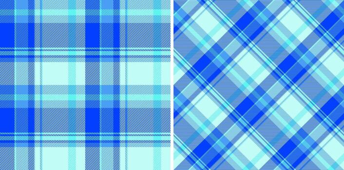 Two seamless tartan patterns in blue hues, creating a versatile backdrop for design or textile projects. Classic, yet modern, ideal for seasonal themes or stylish presentations. vector