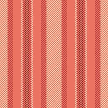 Rug stripe textile, us seamless pattern lines. Yver fabric texture background vertical in red and peach puff colors. vector