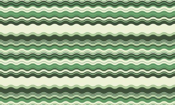 Serene green wavy stripes pattern. Perfect for backgrounds, textiles, website design, and packaging. Evokes nature, tranquility, and a retro aesthetic. Versatile and visually appealing. vector