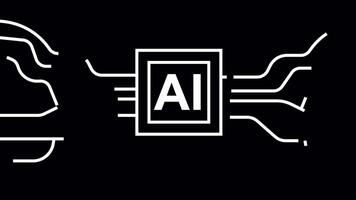 ai data bearbetning alfa kanal animation, artificiell intelligens krets animation. abstrakt digital förbindelse smart teknologi, ai teknologi begrepp, digital neuralt nätverk, trogen tech video